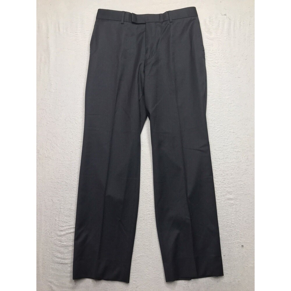 HUGO BOSS James Brown Dress Pant Men 32x30 Black Virgin Wool Trouser USA Made